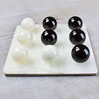 Onyx and marble tic tac toe set Two Worlds Mexico
