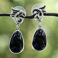 Obsidian dangle earrings,