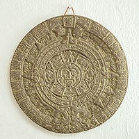 Ceramic plaque Aztec Calendar in Grey Mexico