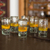 Blown glass shot glasses, 'Ribbon of Sunshine' (set of 6) - Handblown Glass Striped Tequila Shot Drinkware (Set of 6) (image 2) thumbail