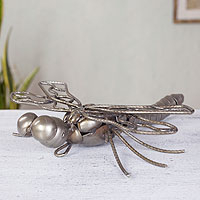 Recycled metal sculpture Rustic Dragonfly Mexico