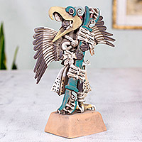 Ceramic sculpture Eagle Warrior Mexico