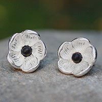 Sterling silver and ceramic button earrings,