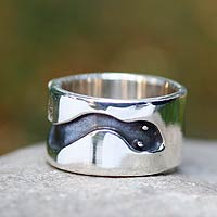 Men's sterling silver ring, 'Blacksnake' - Men's sterling silver ring