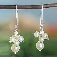 Cultured pearl cluster earrings,