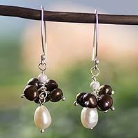 Cultured pearl cluster earrings,
