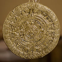 Ceramic wall plaque Aztec Calendar in Brown small Mexico