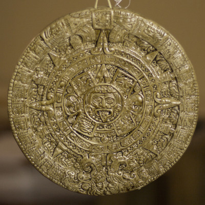 Ceramic wall plaque, Aztec Calendar in Brown (small)