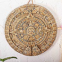 Ceramic wall plaque Aztec Calendar in Brown medium Mexico