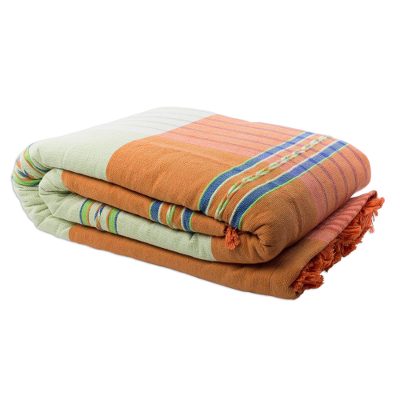 Zapotec cotton bedspread, Oaxaca Dawn (California king)