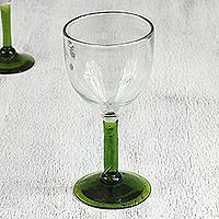 Blown glass wine glasses Forest Mirage set of 4 Mexico