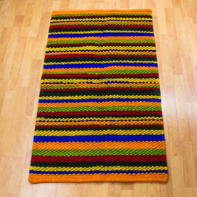 Wool rug, 'Radiant Rainbow' (2.5x4) - Handwoven Wool Accent Rug in Primary Colors