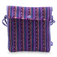Wool flap bag Zapotec Orchids Mexico