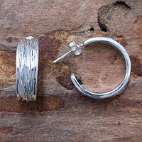 Sterling silver half hoop earrings,