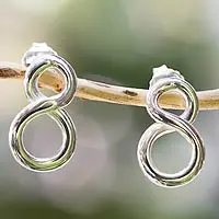 Sterling silver button earrings,