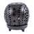 Ceramic tealight holder, 'Black Flower Fest' - Hand Made Mexican Black Pottery Candleholder (image 2c) thumbail