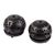 Ceramic tealight candleholders, 'Floral Harmony' (pair) - Oaxaca Black Pottery T-light Candleholders (pair) (image 2b) thumbail