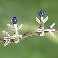 Sterling silver button earrings,