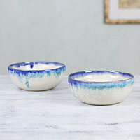 Stoneware bowls Pacific Breeze pair Mexico