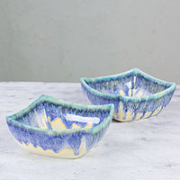 Stoneware bowls Cancun pair Mexico