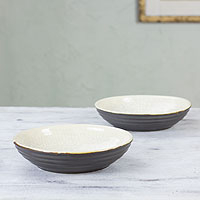 Stoneware bowls Espresso pair Mexico