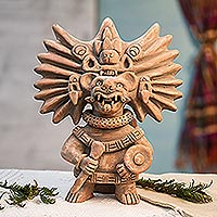 Ceramic sculpture, 'Zapotec Bat Deity Urn' - Collectible Zapotec Ceramic Statuette Museum Replica