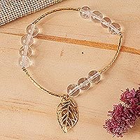 Gold plated quartz stretch bracelet,