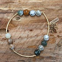 Gold plated agate stretch bracelet,