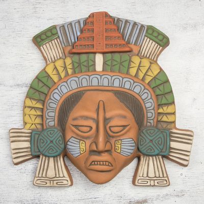 Ceramic mask, 'Warrior of El Tajin' - Polychrome Ceramic Mask from Ancient Mexico
