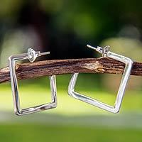 Sterling silver half hoop earrings,