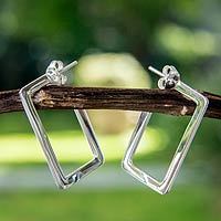 Sterling silver half hoop earrings,