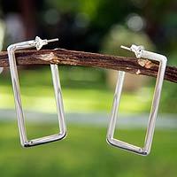 Sterling silver half hoop earrings,