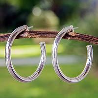Sterling silver half hoop earrings,