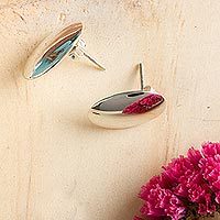 Sterling silver button earrings,