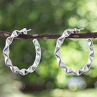 Sterling silver half hoop earrings,