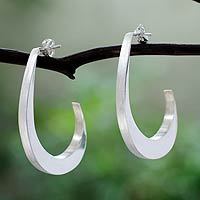 Sterling silver half-hoop earrings,