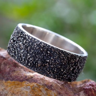 Textured Fine Silver Band Ring