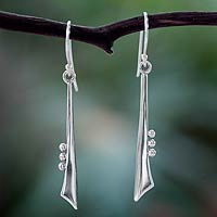 Silver dangle earrings, 'Modern Jazz Duet' - Taxco Silver Earrings