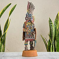 Ceramic sculpture, 'Tlaloc Lord of Rain' - Aztec Hand Crafted Ceramic Replica Sculpture