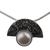 Cultured pearl pendant necklace, 'Bold Combination' - Grey Pearl Pendant on Modern Sterling Silver Necklace (image 2b) thumbail