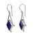Lapis lazuli dangle earrings, 'Spark of Blue' - Lapis Lazuli and 950 Silver Artisan Earrings (image 2b) thumbail