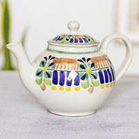 Majolica ceramic teapot Acapulco Mexico
