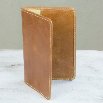 Leather passport case, 'Honey Camel' - Honey Camel Brown Leather Passport Case Handmade in Mexico