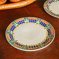 Majolica ceramic dinner plates Acapulco pair Mexico