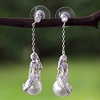 Sterling silver dangle earrings,