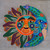 Ceramic wall adornment, 'Happy Eclipse' - Sun and Moon Hand Crafted Multicolor Ceramic Wall Adornment thumbail