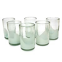 Blown glass tumblers White Splash set of 6 Mexico