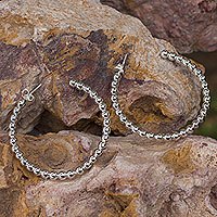 Sterling silver half hoop earrings,