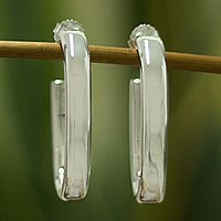 Sterling silver half hoop earrings,