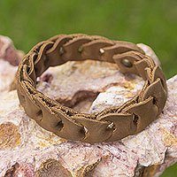 Braided leather bracelet,